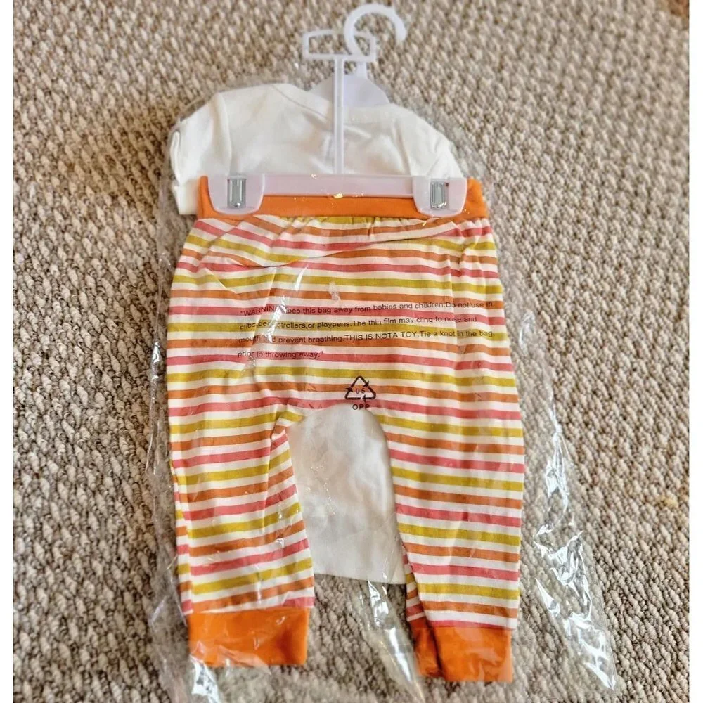 AE DUNN Pumpkin Spice Baby Infant Pant Set With Hat Baby Size 6-9M